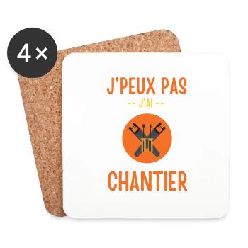 Je ne peux jai chantier - Dessous de verre (lot de 4) - blanc - Devant