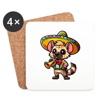 Cinco de Mayo Hyena Trumpeter - Coasters (set of 4) - white - Front