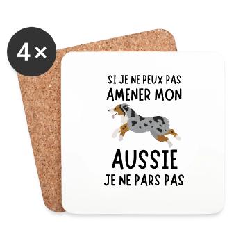 Aussie chien berger australien - Dessous de verre (lot de 4) - blanc - Devant