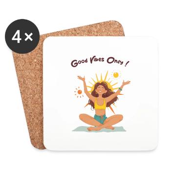 Good Vibrations Only (Nr. 4 - mit Text) - Untersetzer (4er-Set) - Weiß - Vorne