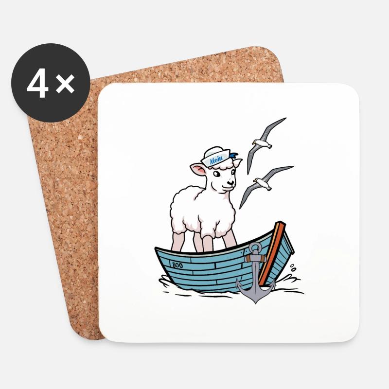 Moin maritim Schaf Boot Schafe Küste Boot - Untersetzer (4er-Set) - Weiß