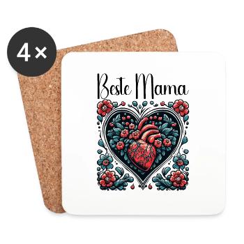 Heart / Mother's Day / Love / Holidays / Love - Coasters (set of 4) - white - Front