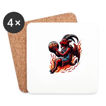 Basket-ball Goat Devil Team Player Sports - Dessous de verre (lot de 4) - blanc - Devant