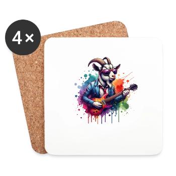 Cool Goat Playing Guitar Band Design - Coasters (set of 4) - white - Front