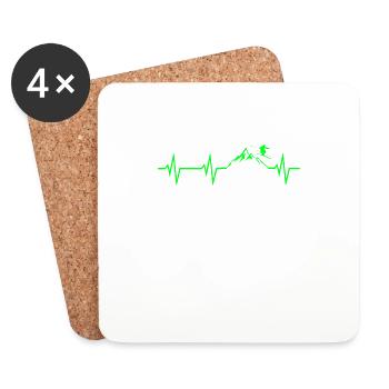 Ski Heartbeat Mountains Ski ECG Cadeau Tshirt - Dessous de verre (lot de 4) - blanc - Devant