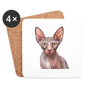 Sphynx Katze für Katzenliebhaber - Untersetzer (4er-Set) - Weiß - Vorne