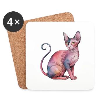Sphynx Cat for Cat Lovers - Coasters (set of 4) - white - Front