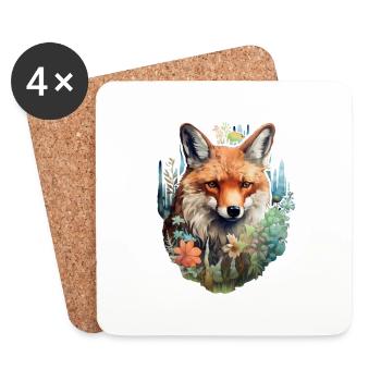 Fox's Head - Coasters (set of 4) - white - Front