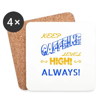 office caffeine coffee cup geek tired funny coffee - Coasters (set of 4) - white - Front