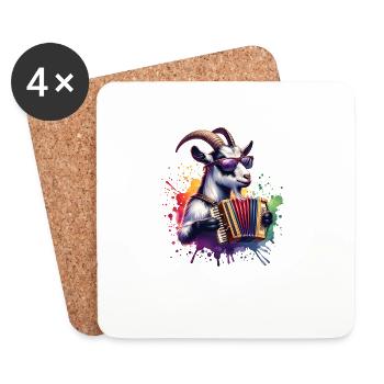 Goat Playing Accordion Music Design - Coasters (set of 4) - white - Front