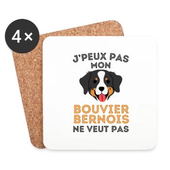Chien de race bouvier bernois - Dessous de verre (lot de 4) - blanc - Devant