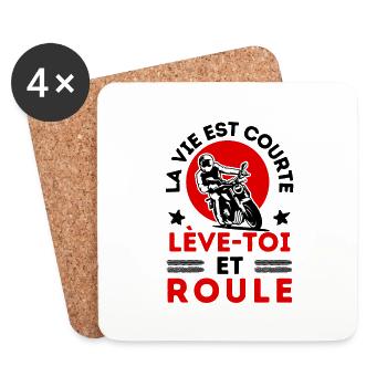 motard la vie est courte leve toi et roule 1 - Dessous de verre (lot de 4) - blanc - Devant