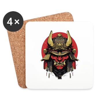 Guerrier Samouraï Shogun Japon - Dessous de verre (lot de 4) - blanc - Devant