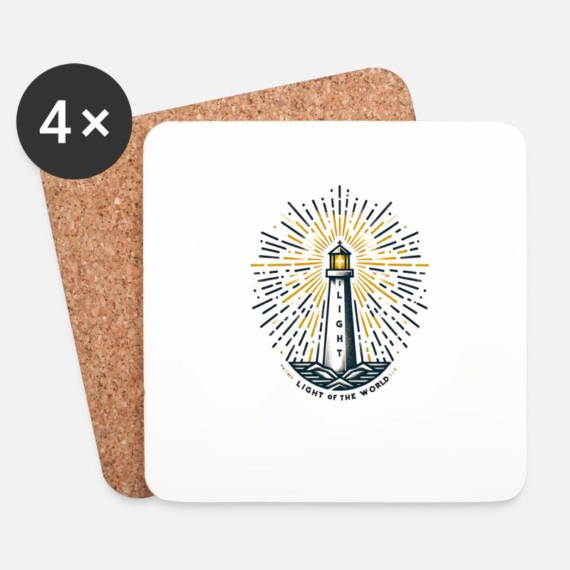 Licht der Welt Leuchtturm Christliches Design - Untersetzer (4er-Set) - Weiß