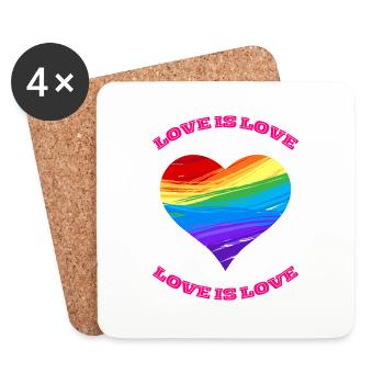 L’amour est l’amour. Conception de coeur arc-en-ciel. - Dessous de verre (lot de 4) - blanc - Devant