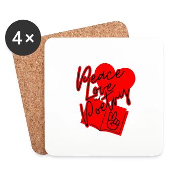 peace, love & poetry - Coasters (set of 4) - white - Front