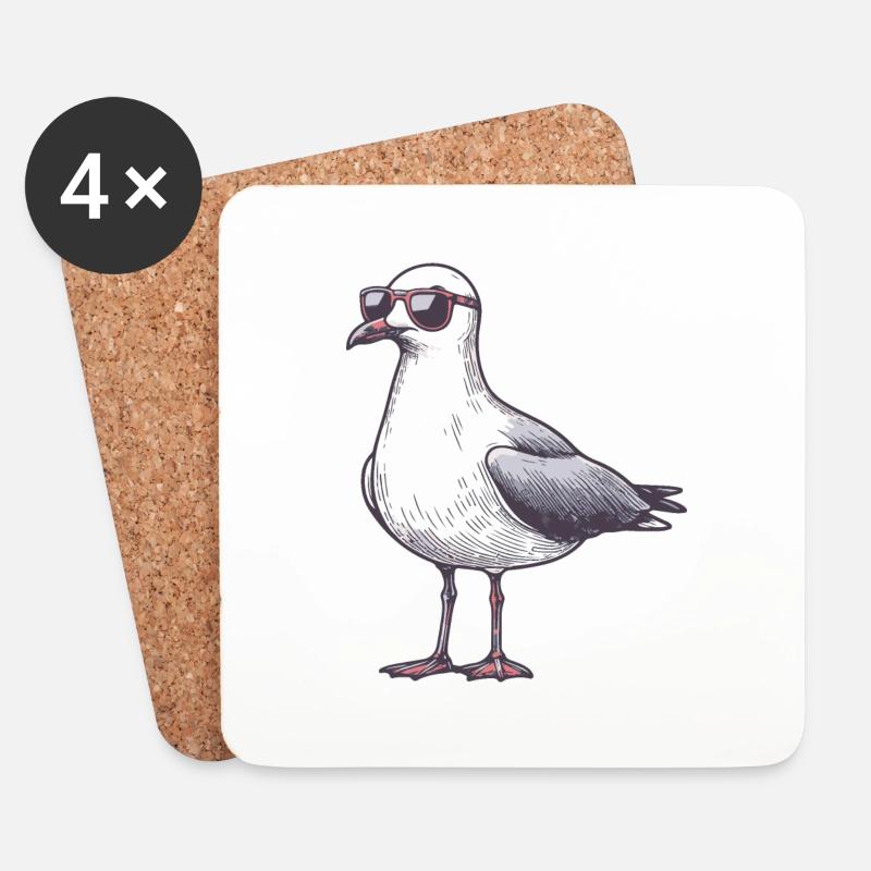 coole möwe mit sonnenbrille - Untersetzer (4er-Set) - Weiß