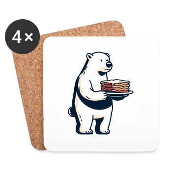 L’ours polaire adore les lasagnes italiennes - Dessous de verre (lot de 4) - blanc - Devant