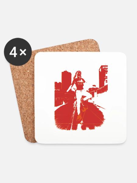 skate.point_flying.red_point.city - Coasters (set of 4) - white