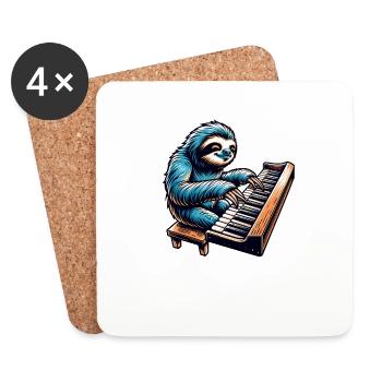 Conception de musique de pianiste paresseux cool - Dessous de verre (lot de 4) - blanc - Devant