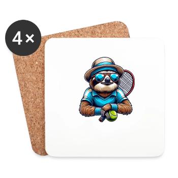Conception de joueur de tennis paresseux cool - Dessous de verre (lot de 4) - blanc - Devant