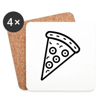 part de pizza - Dessous de verre (lot de 4) - blanc - Devant