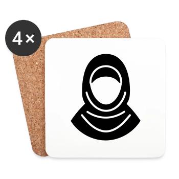 hijab headscarf muslim woman - Coasters (set of 4) - white - Front