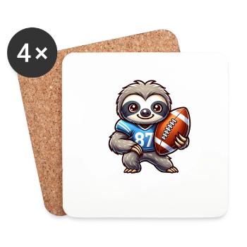 Cute Sloth as Quarterback Team Sport - Coasters (set of 4) - white - Front