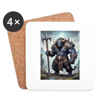 A monstrous behemoth beast a Water buffalo - Coasters (set of 4) - white - Front