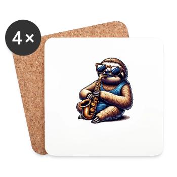 Saxophoniste paresseux cool Jazz Design - Dessous de verre (lot de 4) - blanc - Devant