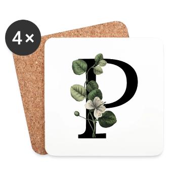 Buchstabe P Grüne Botanik - Untersetzer (4er-Set) - Weiß - Vorne