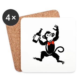Monkey Funny Party Bachelor Groom Groom - Coasters (set of 4) - white - Front
