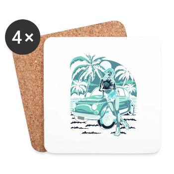 Été Lac Nature Flore Art Fleurs Mer Plage - Dessous de verre (lot de 4) - blanc - Devant