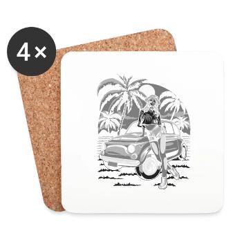 Summer Lake Nature Flora Art Flowers Sea Beach - Coasters (set of 4) - white - Front