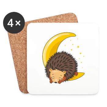 Niedlicher Igel schläft auf dem Mond - Untersetzer (4er-Set) - Weiß - Vorne