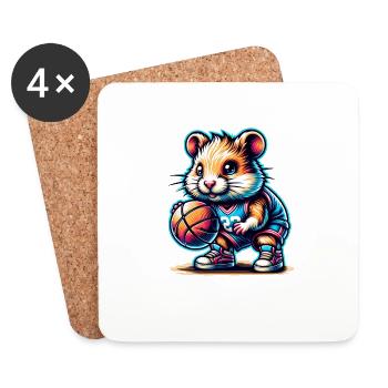 Cooler Basketball Hamster Spieler Team - Untersetzer (4er-Set) - Weiß - Vorne