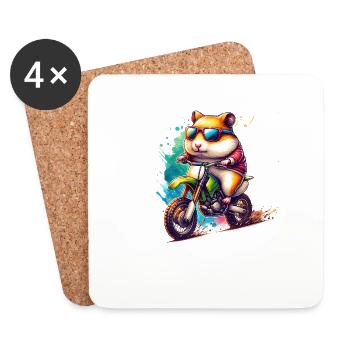 Cooler Hamster Enduro Motocross Fan - Untersetzer (4er-Set) - Weiß - Vorne