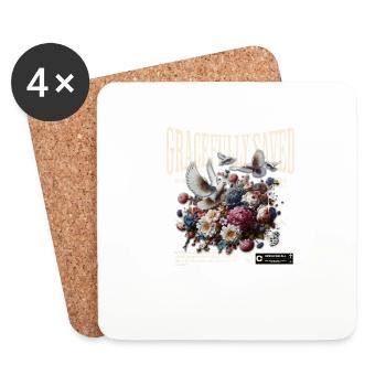 Gracieusement sauvé grâce foi prier fleurs colombe - Dessous de verre (lot de 4) - blanc - Devant
