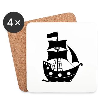Bateau pirate - Dessous de verre (lot de 4) - blanc - Devant