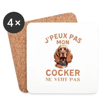 Je peux pas mon cocker ne veut pas - Dessous de verre (lot de 4) - blanc - Devant