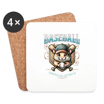 Hamster Baseballmütze Haustier Niedliches Design - Untersetzer (4er-Set) - Weiß - Vorne
