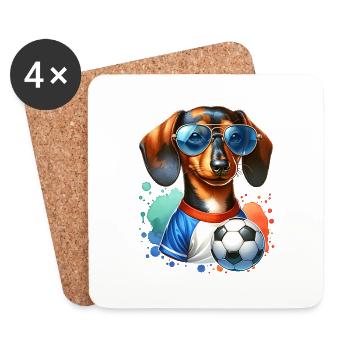 Dachshund Soccer Player Wiener Dog Fan - Coasters (set of 4) - white - Front