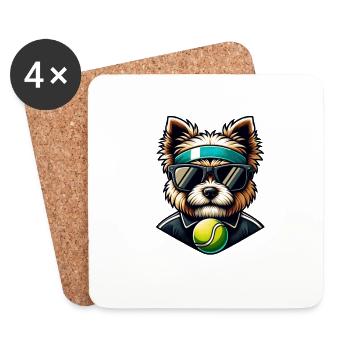 West Highland Terrier Westie Joueur de tennis Chien Maman - Dessous de verre (lot de 4) - blanc - Devant
