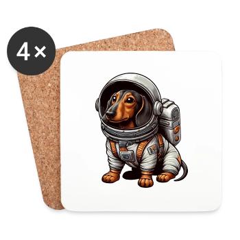 Cute Dachshund Astronaut Science Fiction Space - Coasters (set of 4) - white - Front