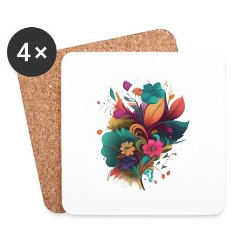 Explosion Florale Abstraite - Dessous de verre (lot de 4) - blanc - Devant