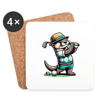 Lustiger Otter Golfspieler Golfen Spaß - Untersetzer (4er-Set) - Weiß - Vorne