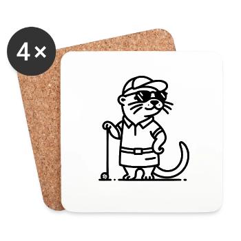 Otter Golf Lustig Golfer Silhouette - Untersetzer (4er-Set) - Weiß - Vorne