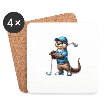 Otter Golf Lustig Golfer Golfen Klub - Untersetzer (4er-Set) - Weiß - Vorne