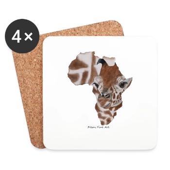 carte de l'Afrique Girafe - Dessous de verre (lot de 4) - blanc - Devant