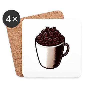 Kaffee Tee - Kaffeetasse - Tee - Untersetzer (4er-Set) - Weiß - Vorne